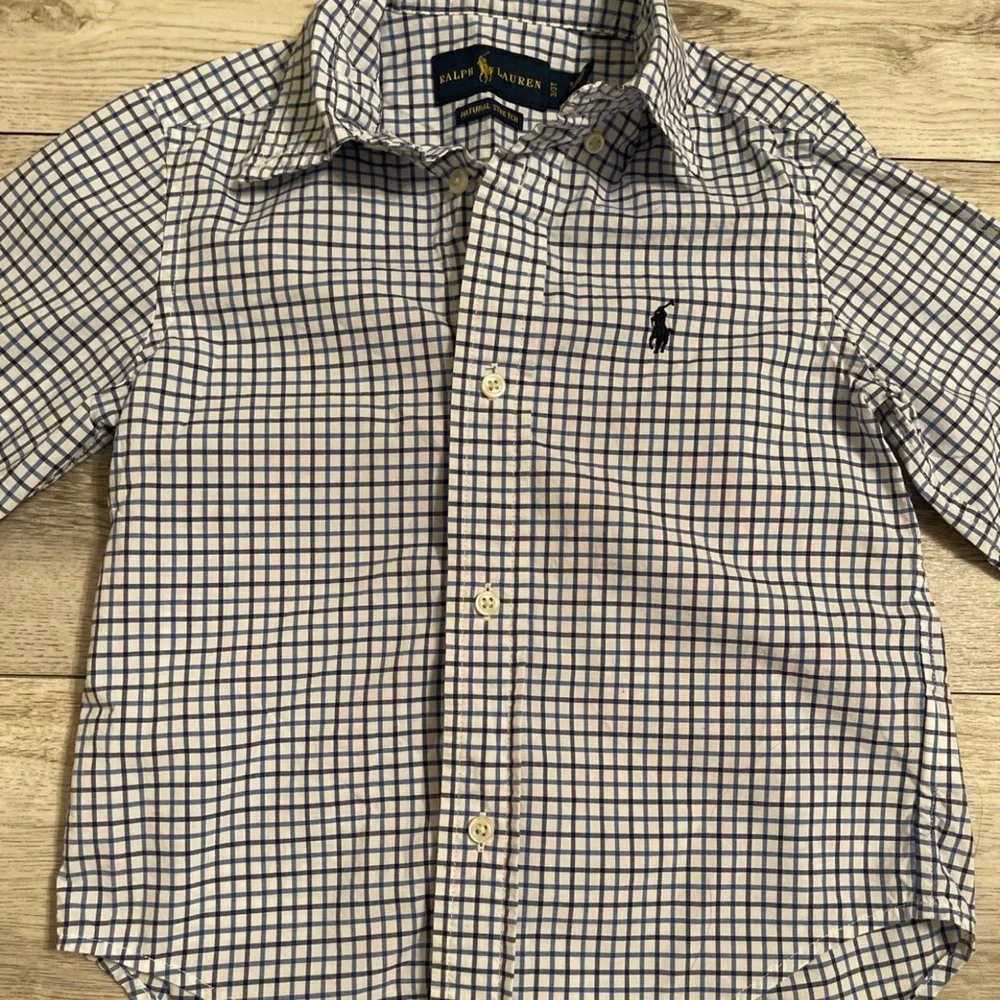 Ralph Lauren Natural Stretch Blue Button Up Shirt 3/3t